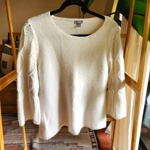 J. Jill 3/4 Crochet Sleeve Angora Sweater Size Medium